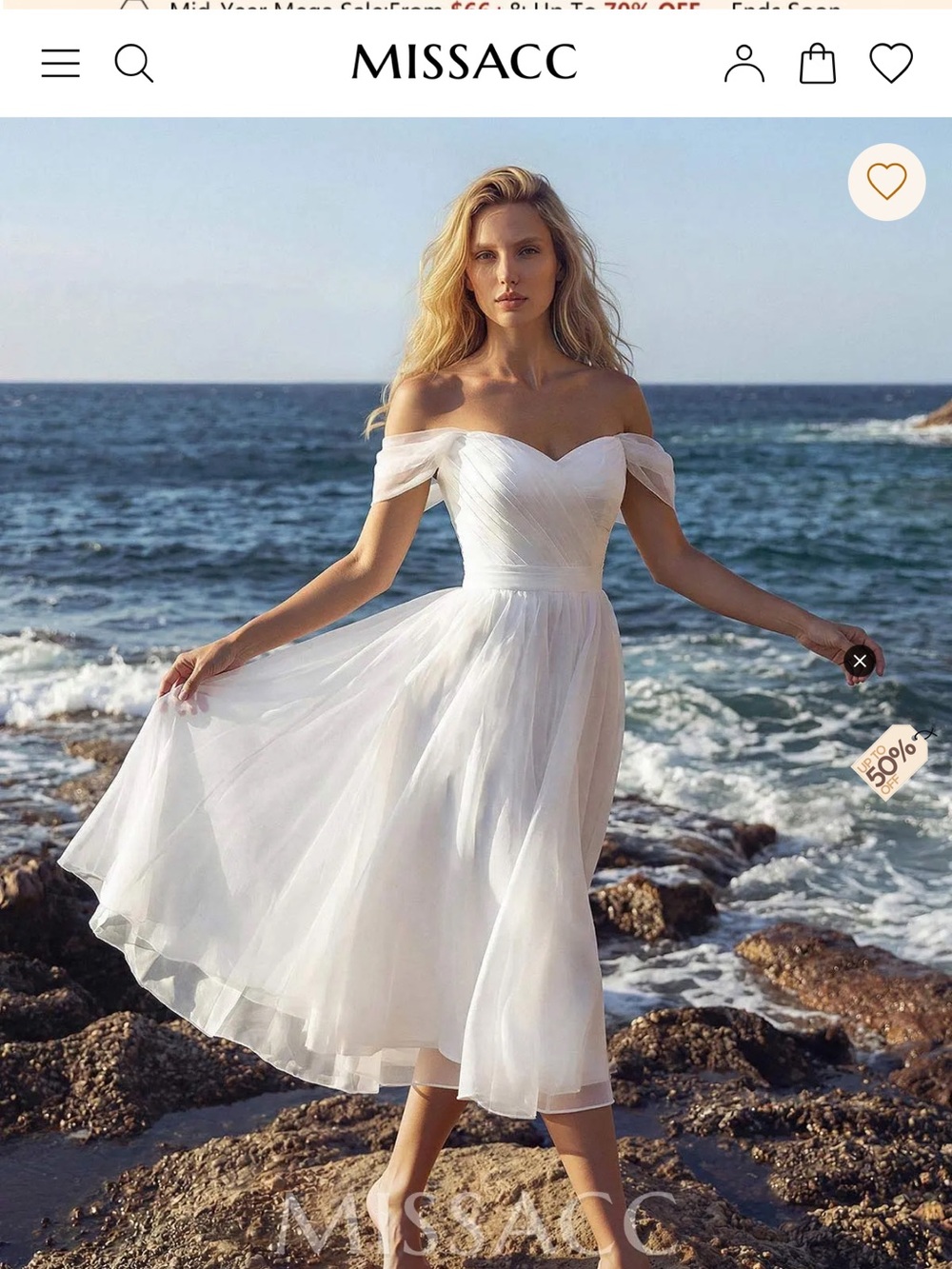 MISSACC White Off-the-Shoulder Midi Dress